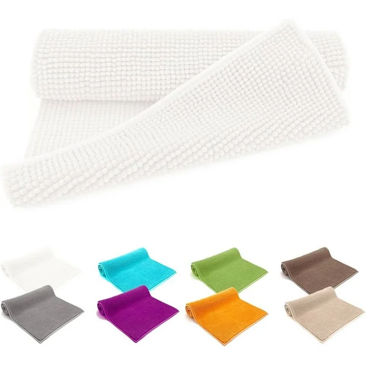 heimtexland Badematte Badvorleger Chenille Badteppich Duschvorleger, rutschhemmend beschichtet, Fußbodenheizung geeignet, schnell trocknend, strapazierfähig, fußbodenheizungsgeeignet, rutschfest, saugstark, Polyester, rechteckig, Set 45x50 / 50x80 cm, ... – Bild 1