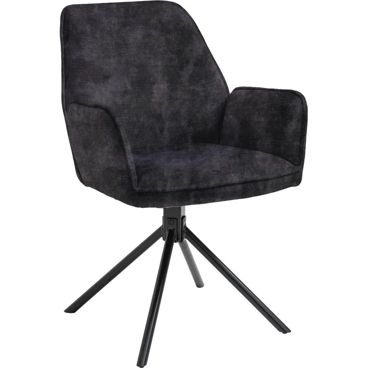 byLIVING Esszimmerstuhl 2er Set Blair / Vintage-Samt anthrazit / Gestell Metall schwarz / Sitzschale 360° drehbar / Esszimmerstuhl / Wohnzimmerstuhl / B 57, H 89, T 61 cm