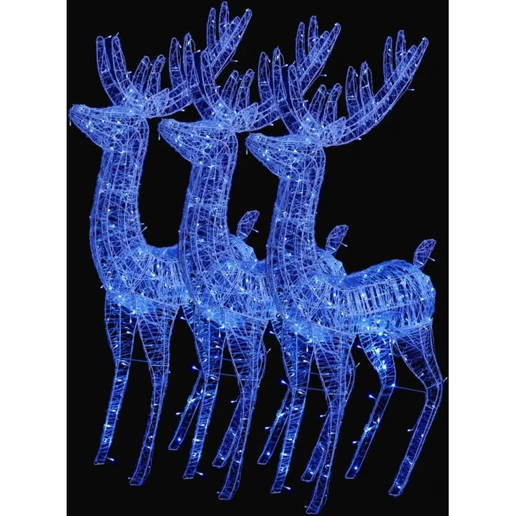 vidaXL XXL Rentiere Weihnachtsdekoration Acryl 250 LED 3 Stk. 180 cm 3154361