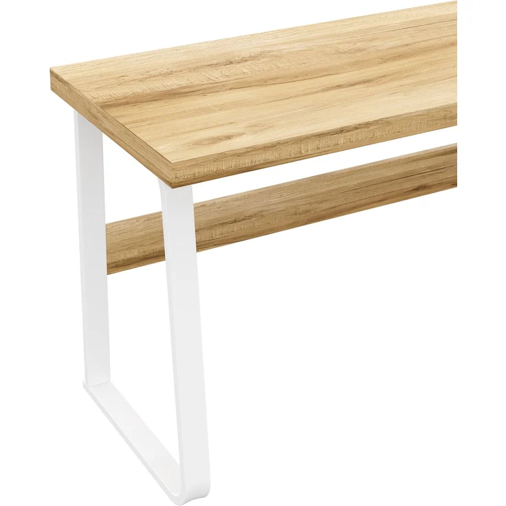 Flieks Schreibtisch 161 x 54 x 76.4 cm mit offenem Ablagefach, geräuscharmer Schublade und Stahlgestell, Naturholzfarben – Bild 8
