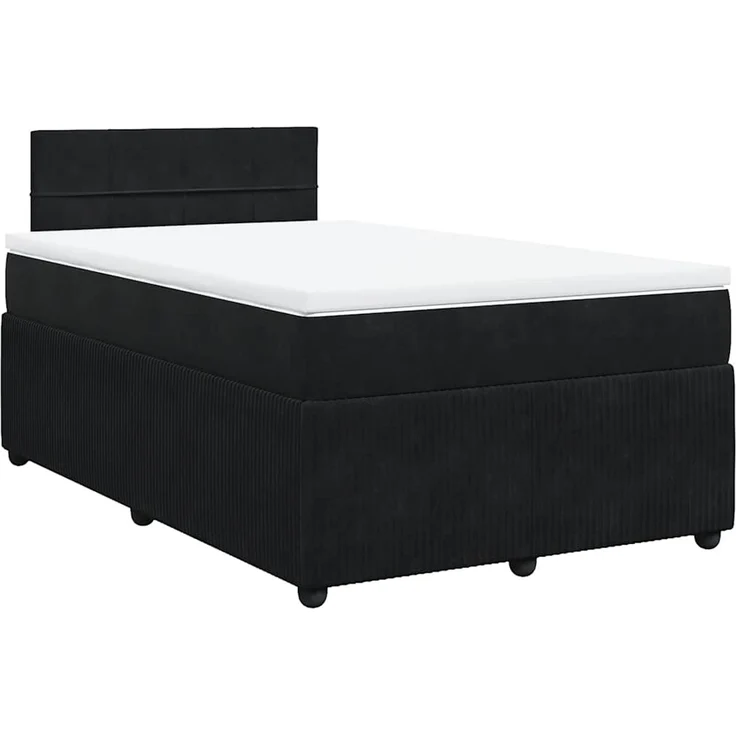 vidaXL Boxspringbett mit Matratze Schwarz 120x190 cm Samt 3287688 – Bild 2