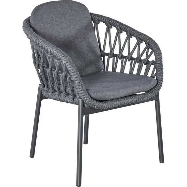 BARI Gartenstuhl, Rope 12mm dunkelgrau, Gestell Alu anthrazit