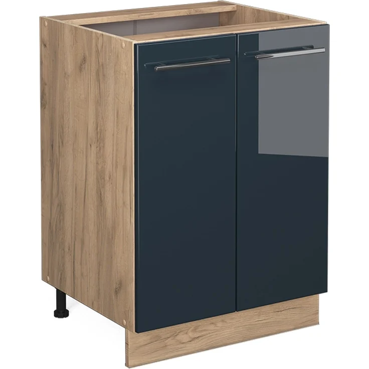 Küchenunterschrank Fame-Line Dunkelblau Hochglanz 60 cm ohne Arbeitsplatte Vicco – Bild 1