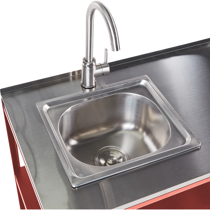 Outdoor-Kücheninsel mit Spüle VILAMA Metall Rot – Bild 6