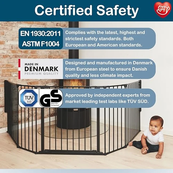 Baby Dan Konfigurationsgitter / Kaminschutzgitter Flex XL 90 - 278 cm, Anthrazit - Hergestellt in Dänemark und vom TÜV GS geprüft – Bild 9