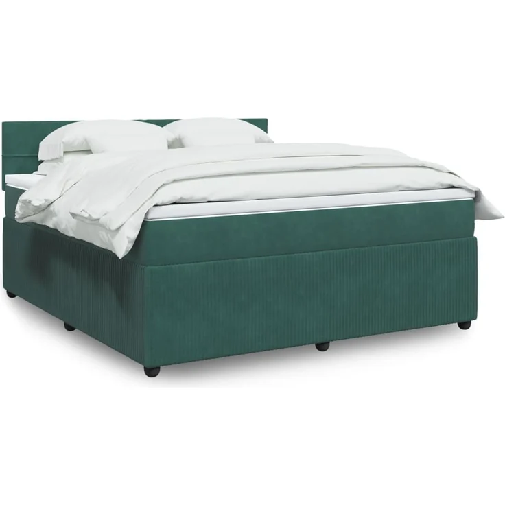 vidaXL Boxspringbett mit Matratze Dunkelgrün 180x200 cm Samt 3287809 – Bild 1