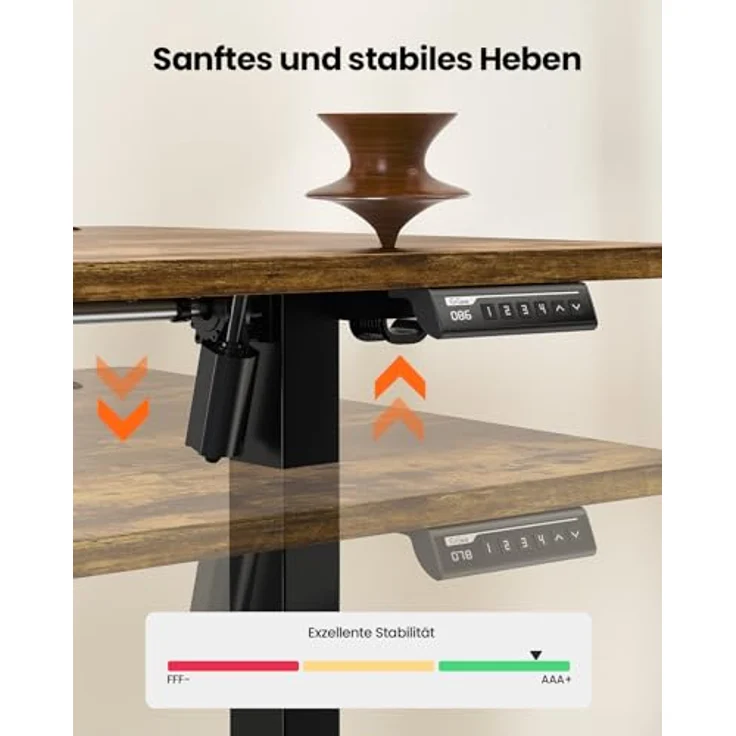 ErGear Elektrisch Höhenverstellbarer Schreibtisch 140x70 cm, Schreibtisch Höhenverstellbar mit 4 Memory-Funktion, Gaming Tisch mit Vierteilige Tischplatte – Bild 8