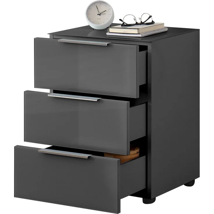 Nachtkommode >Sean< in Anthrazit, - 45x61x40 cm (BxHxT) – Bild 5