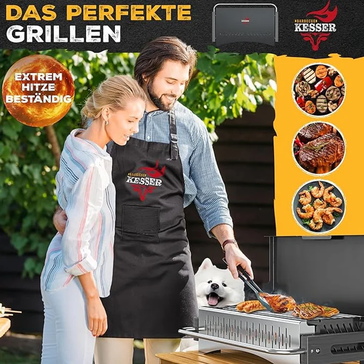 KESSER® Klappgrill, tragbarer Holzkohlegrill aus pulverbeschichtetem Stahl inkl. Grillrost, Grillmatte & Tragetasche, Schwarz, 38 x 50 x 34 cm – Bild 2
