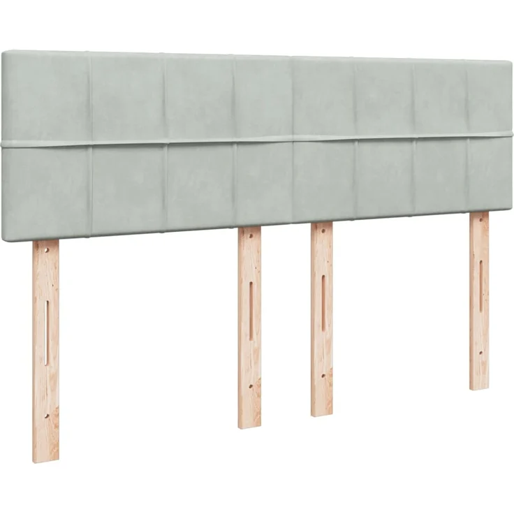 vidaXL Boxspringbett mit Matratze Hellgrau 160x200 cm Samt 3286354 – Bild 8