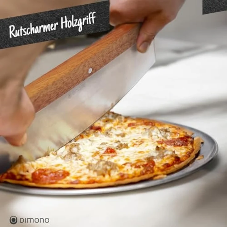 Dimono Pizzamesser DIMONO Profi Pizzamesser mit Holzgriff – Edelstahl Pizzaschneider Kräuter-Schneider Cutter mit Holz-Griff – Bild 4
