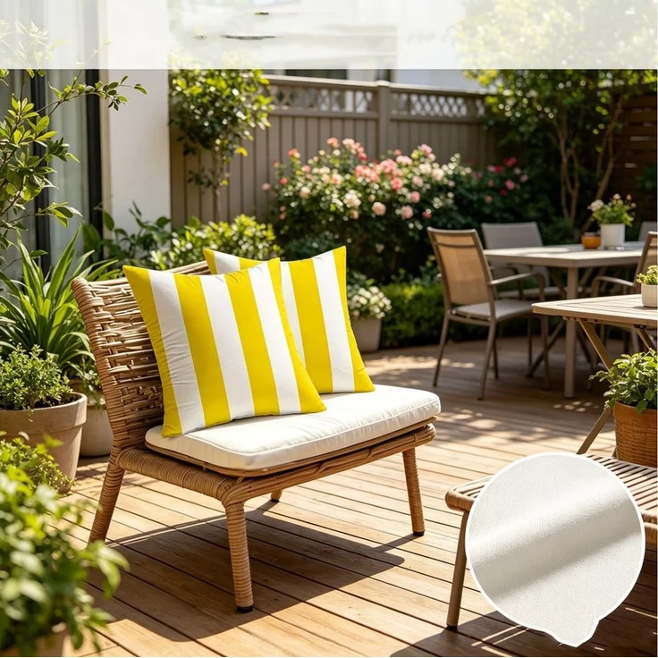 Agger Kissenbezüge Dekorativer,wasserfester Kissenbezug für den Außenbereich (gestreift), 2er-Set (45 x 45 cm)–Geeignet für Terrassen, Zelte, Balkone und Sofas – Bild 3