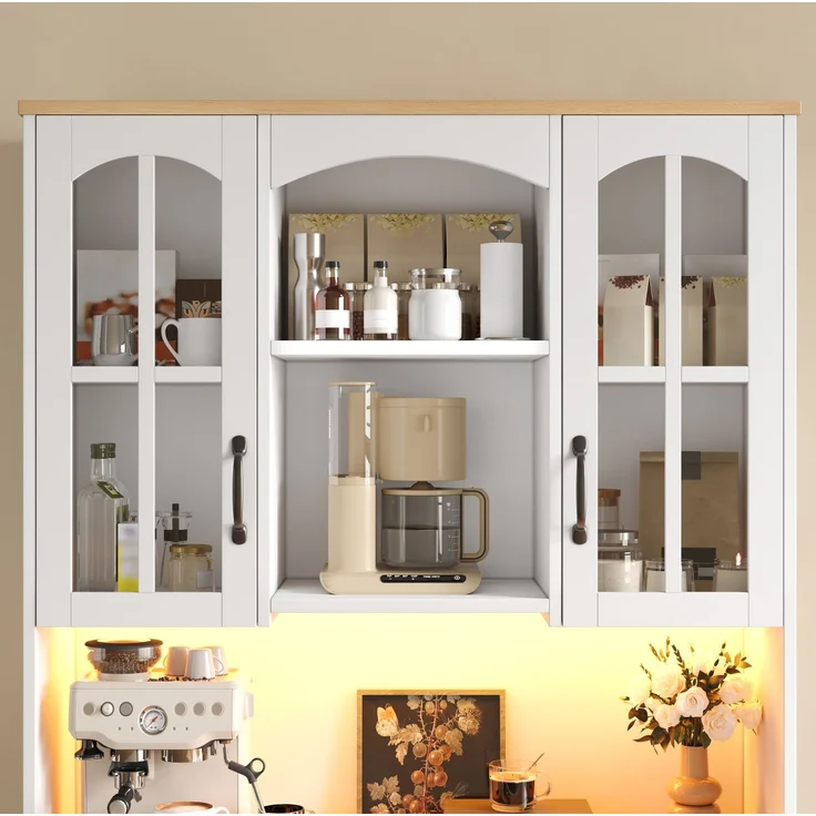 Küchenschrank 100 x 38 x 178 cm in Weiß mit RGB-LED-Beleuchtung und Glastüren – Bild 10