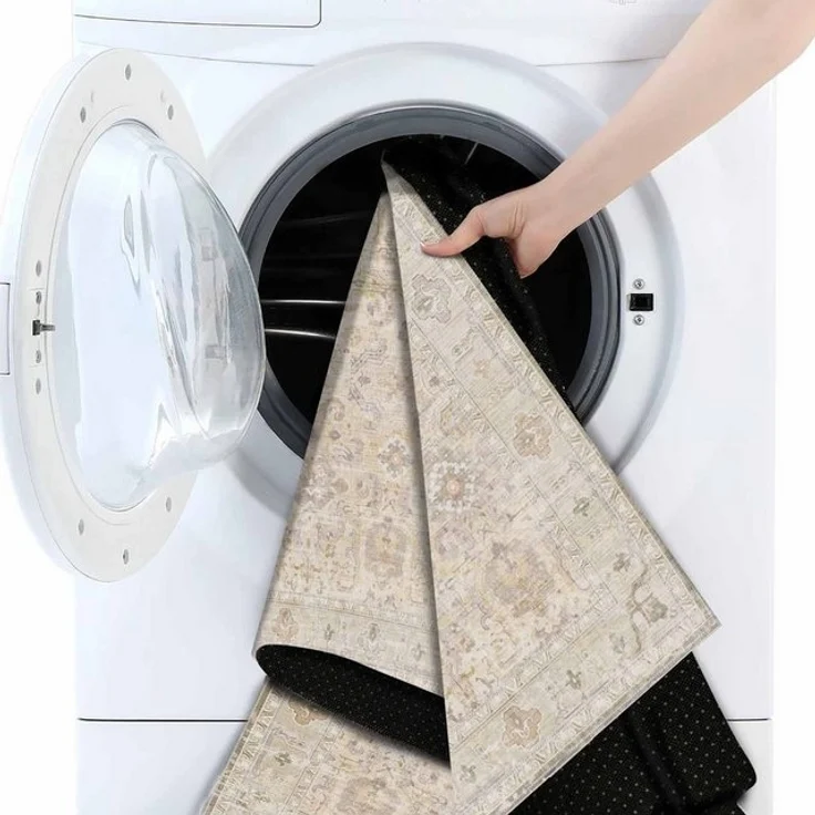 Bamyum Teppich Ryella Teppich mit Chenille Druck, Waschbarer Antibakteriell Teppich, Einzelstück – Bild 4
