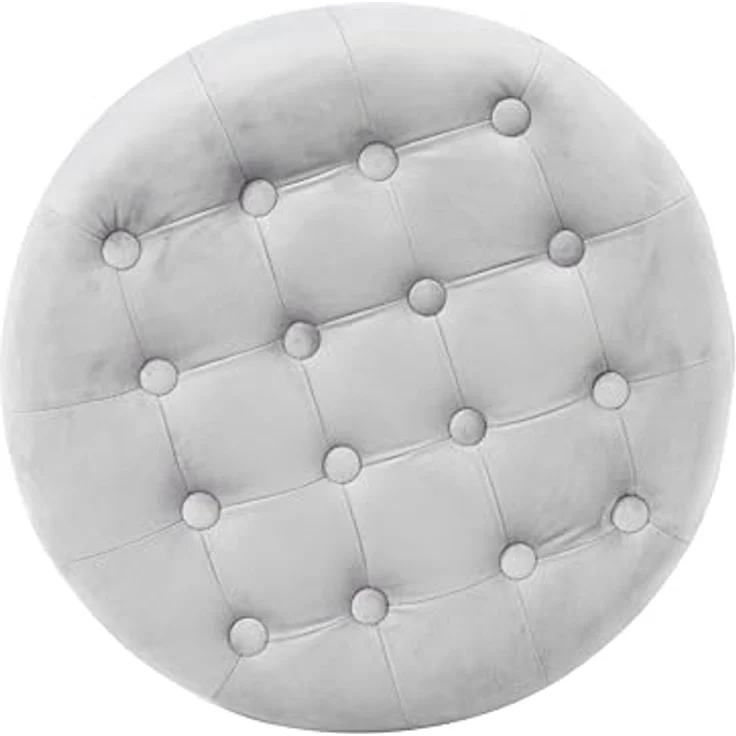 HomePop Samt Stauraum Ottomane mit Deckel|Fußbank Aufbewahrungsbox| Ottomane mit Stauraum für Wohnzimmer und Schlafzimmer | Dekorative Heimmöbel, Grau – Bild 8