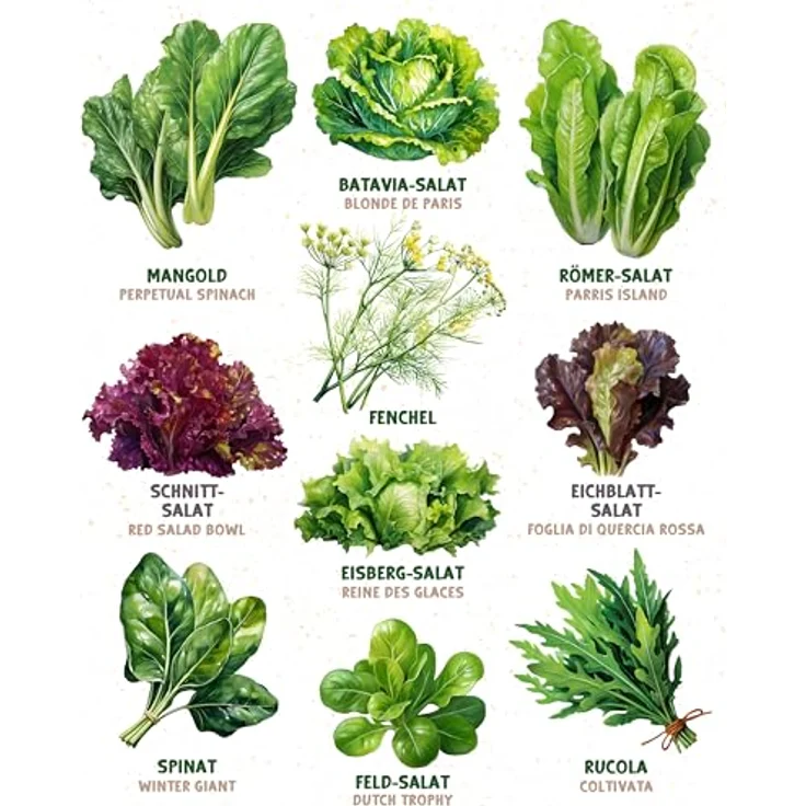 ZenGreens® - Bio Salatgemüsesamen im 10er Set - 10 Salat Gemüse Samen für den einfachen Anbau im Garten, Balkon oder Hochbeet - Pflanzensamen - Saatgut – Bild 7
