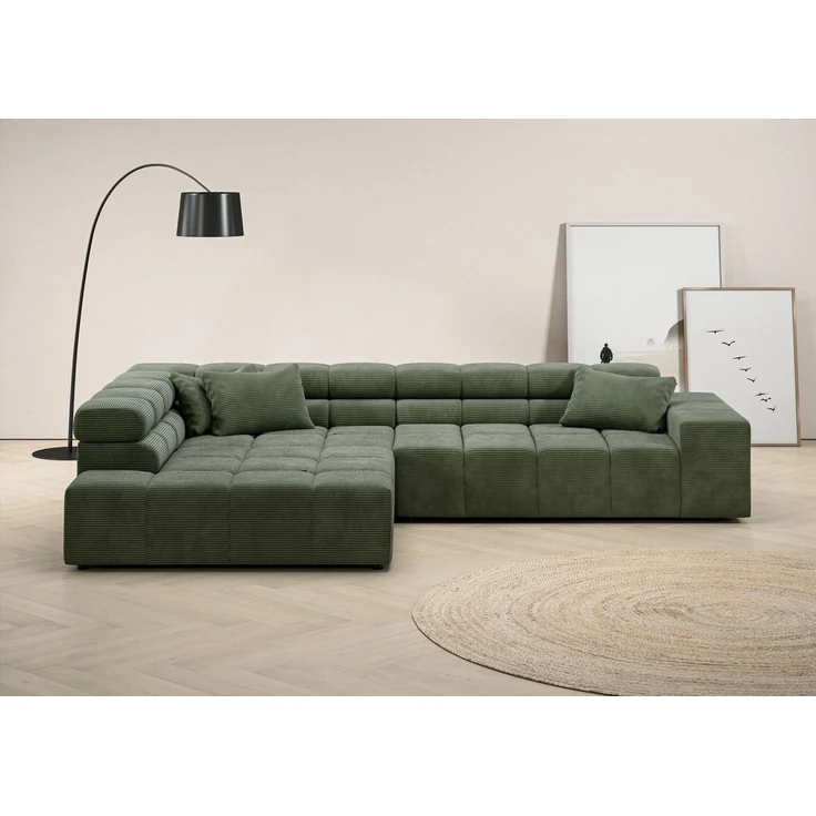 INOSIGN Ecksofa Ancona incl. Kopfteilverstellung, Zierkissen Breite 319cm, L-Form, wahlweise motorische Sitztiefenverstellung, auch in Cord + Easy Care – Bild 5