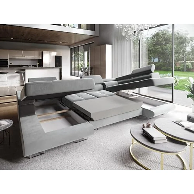 Masseno Ecksofa CASONE mit Schlaffunktion U-Form, Sofa mit Bettkasten – Bild 5