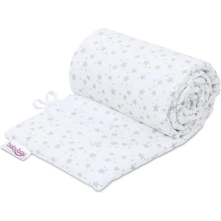 babybay Nestchen Piqué passend für Modell Boxspring XXL, weiß Sterne perlgrau
