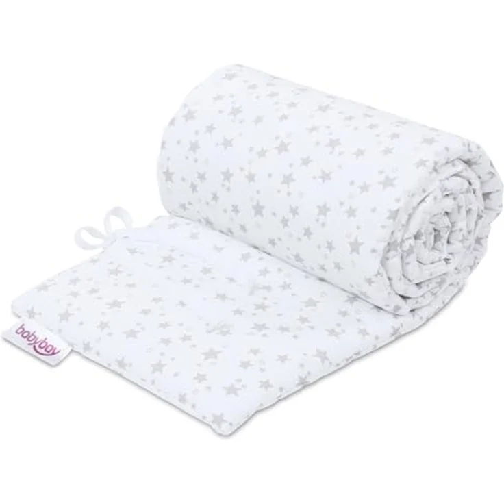 babybay Nestchen Piqué passend für Modell Boxspring XXL, weiß Sterne perlgrau – Bild 1