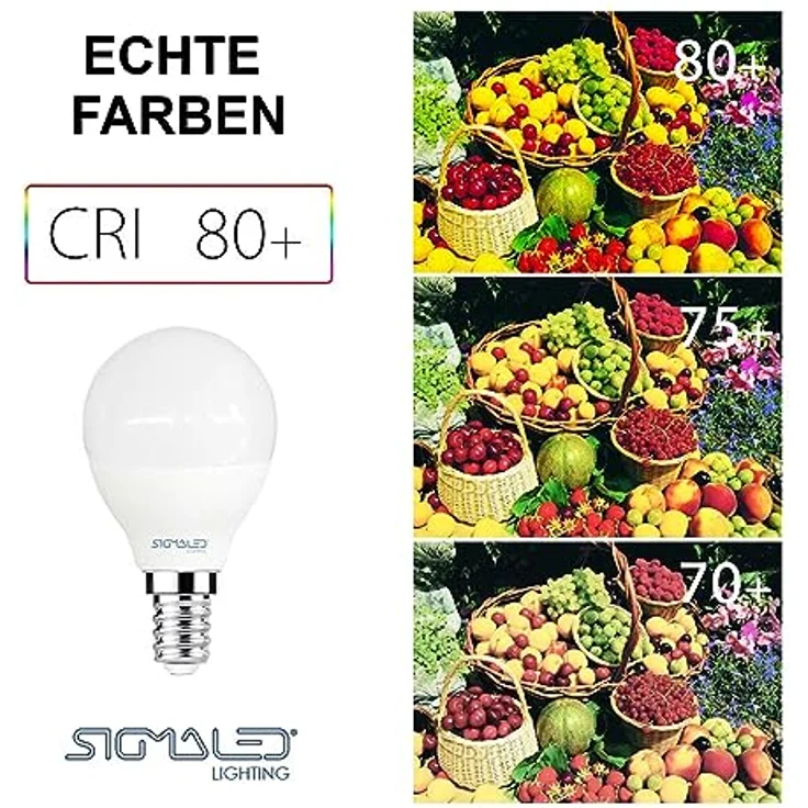 Sigmaled lighting, LED-Glühbirne E14-Sockel 6W (entspricht 50W), 550 Lumen, Neutralweißes Licht (4000K), kleine Kugel LED-Leuchtmittel G45 P45, 6er-Pack – Bild 3