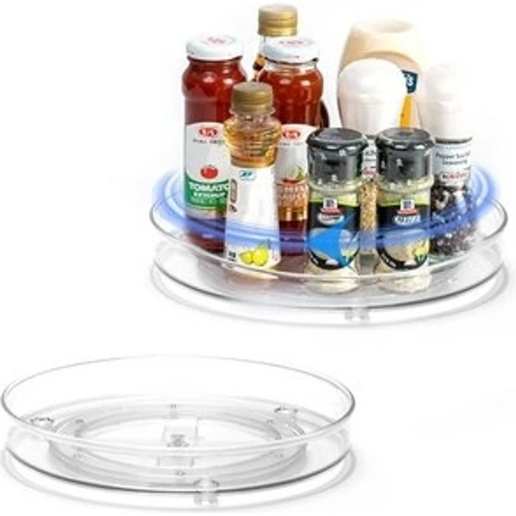 Refined Living Gewürzregal Multifunktionales Drehteller Organizer 2 Stücke, 360° Drehbar, 2 Größen, Rutschfest & Vielseitig Küchen Organizer Rotierendes Lagerrega, Rund Gewürzregal Drehbar für Küchenschran Kühlschrank, Drehteller Kühlschrank Organizer ... – Bild 6