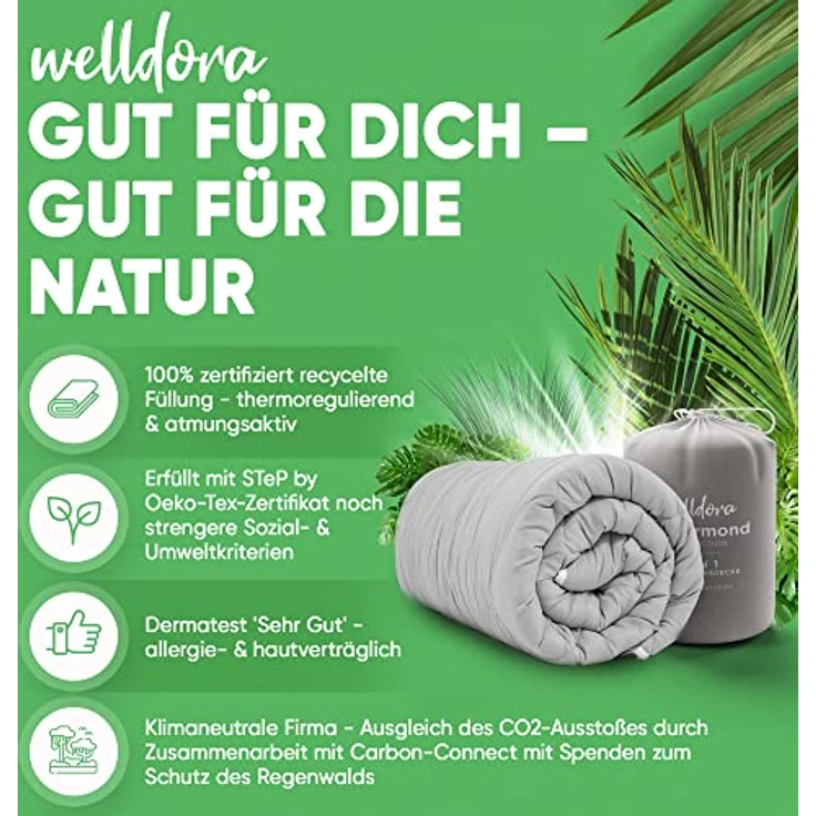 Welldora 4-Jahreszeitenbett, Allergiker Bettdecke Fachärztlich getestet mit Druckknöpfen – Bild 6