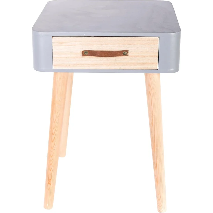 HOME DECO FACTORY Skandinavischer Nachttisch, Grau – Bild 1