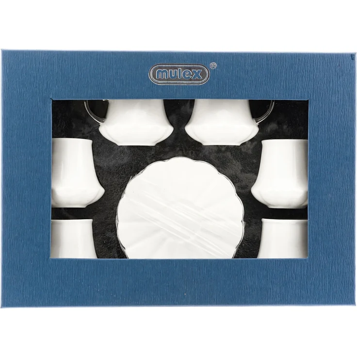 Elegantes 12-teiliges Mokkatassen-Set aus Porzellan - Weiß & Silber, 100 ml – Bild 5