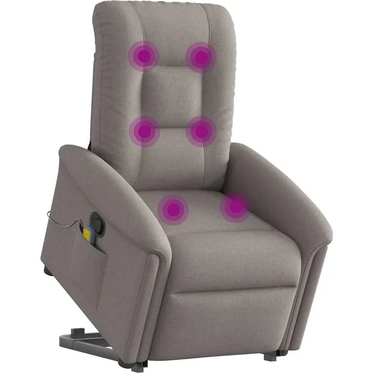 vidaXL Massagesessel mit Aufstehhilfe Taupe Stoff 3303271
