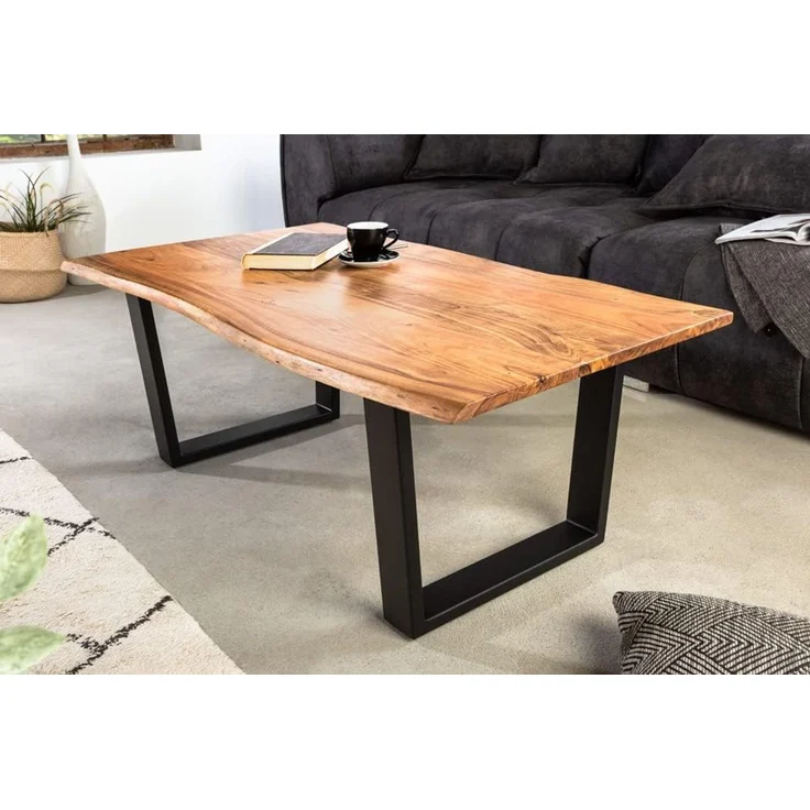 riess-ambiente Couchtisch MAMMUT 120cm natur / schwarz (Einzelartikel, 1-St), Wohnzimmer · Massivholz · Metall · Baumkante · Industrial – Bild 2