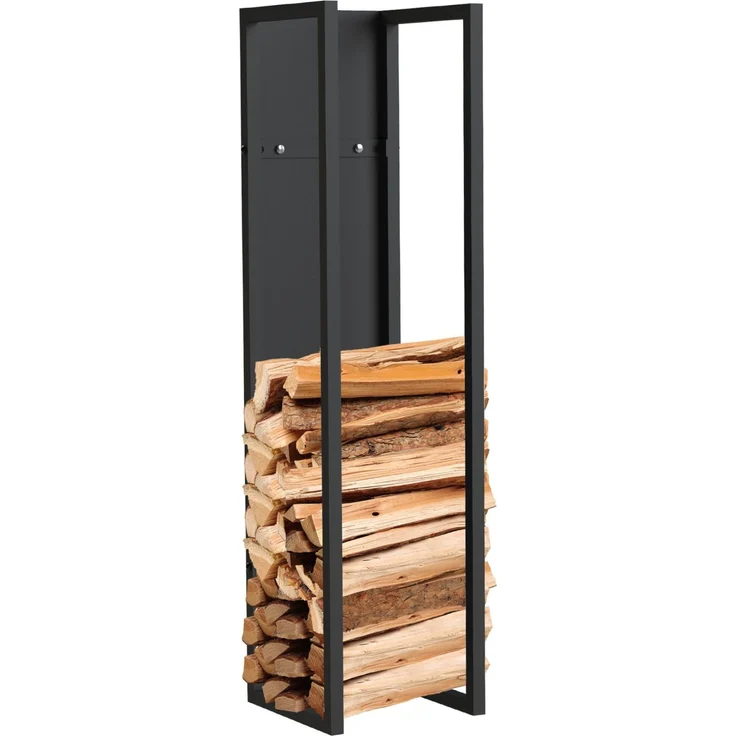 DanDiBo Kaminholzregal Innen Metall Schwarz Kaminholzständer 100 cm mit Rückwand an der Wand Hängend 96357 Holzkorb Kaminholzhalter Holzregal – Bild 1