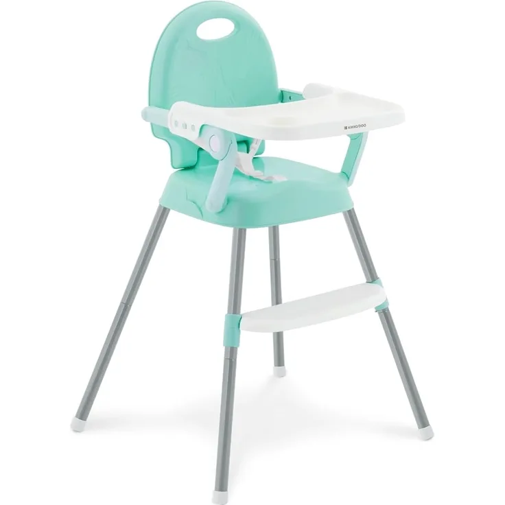 Kikkaboo Kinderhochstuhl 3 in 1 Spoony, niedriger Fütterungsstuhl, Sitzerhöhung grau türkis