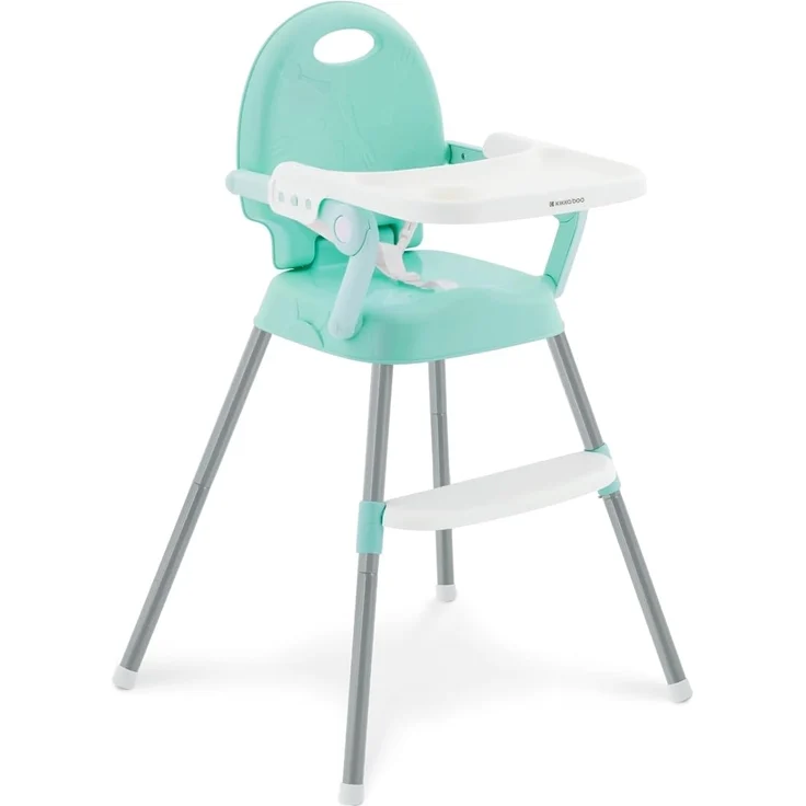 Kikkaboo Kinderhochstuhl 3 in 1 Spoony, niedriger Fütterungsstuhl, Sitzerhöhung grau türkis
