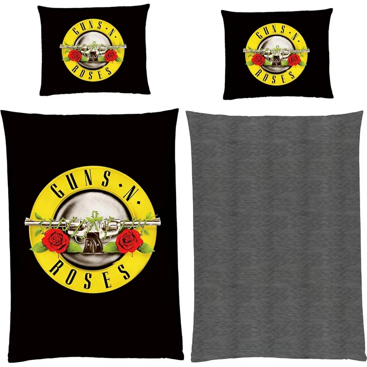 BERONAGE Wendebettwäsche Guns N’ Roses Schwarz Bettwäsche Linon / Renforcé, 100% Baumwolle, 2 teilig, 135x200 + 80x80 cm – Bild 2