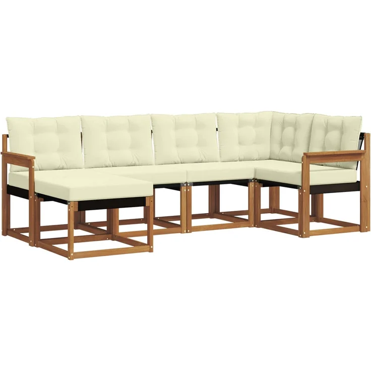vidaXL Outdoor-Sofagarnitur 6 stk. 6-Sitzer Natur und Creme 3368825 – Bild 2
