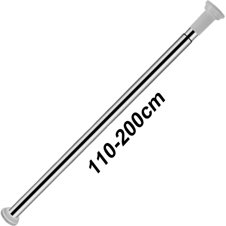 Eikuavons Edelstahl Duschvorhangstange 110-200 cm, Teleskopstange Klemmstange ohne Bohren, Ø25 mm,Edelstahl,Weiß – Bild 2
