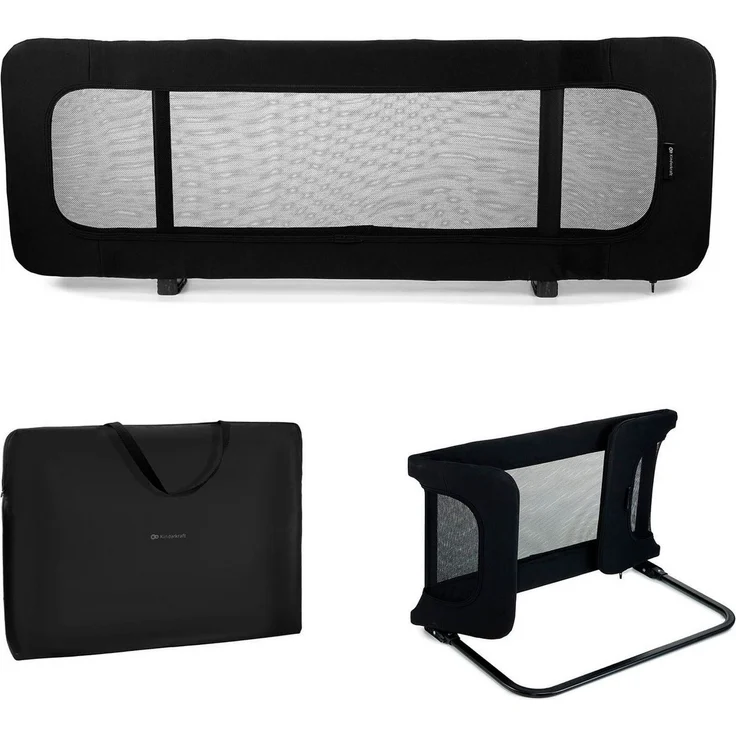 Kinderkraft Guard and Dream Bettgitter 120x40 cm, Bariere Rausfallschutz, Zusammenklappbar, Leicht zu transportieren mit Tragetasche, Einfache Montage, Schwarz – Bild 5