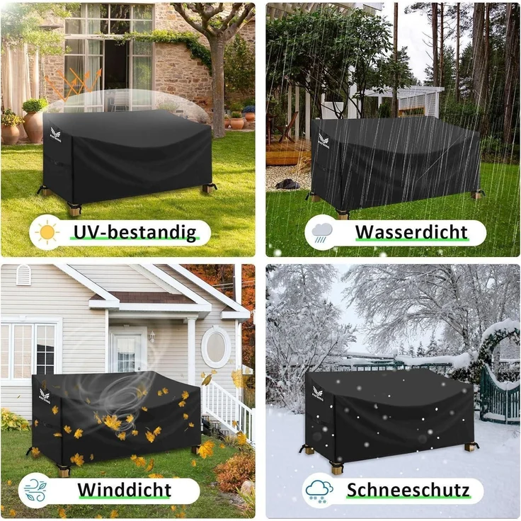 Gartenbank Schutzhülle 600D Oxford Wasserdicht Winddicht UV 163x66x63/89cm – Bild 5