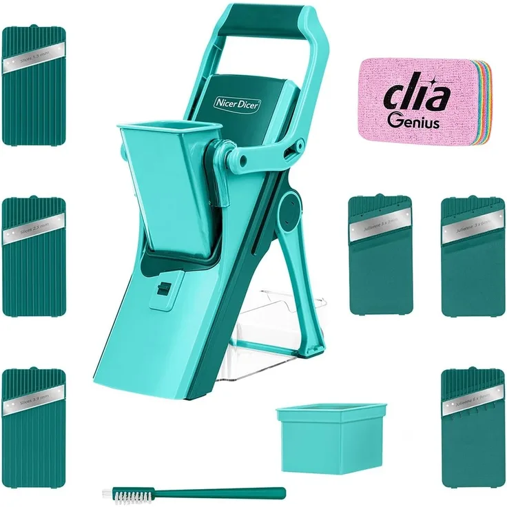 Genius Gemüseschneider Nicer Dicer Mando 13tlg. Gemüsehobel + Rainbow Schwamm S