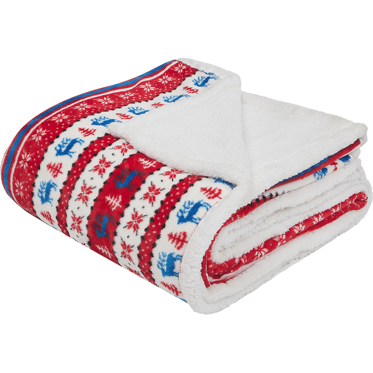 Beliani 'REKA' Kuscheldecke, Flanell / Sherpa rot, 200 x 220 cm