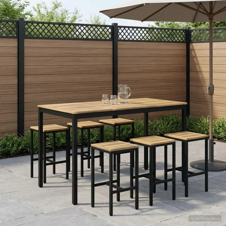 vidaXL Gartenbar-Tisch NAARDEN Weiß gewaschen und Schwarz 901782 – Bild 1