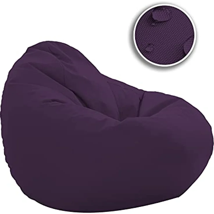 HomeIdeal - Sitzsack XXL Bodenkissen für Erwachsene & Kinder - Geeignet für Gaming oder Entspannen - Indoor wie Outdoor da er Wasserfest ist - mit EPS Perlen, Farbe:Lila, Größe:XXL – Bild 5