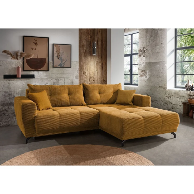 Polsterecke >Renard< elektrischer Sitzvorschub, Cord gold - 177x80x246cm (BxHxT) – Bild 2