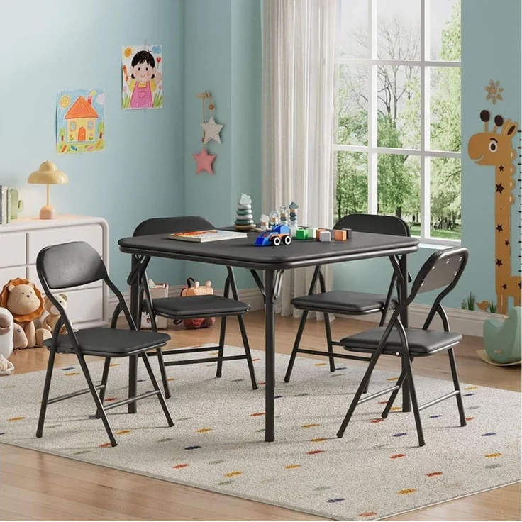 GarveeMore Kindertisch und Stuhlset klappbares 5-teiliges für Esszimmer,Kindertagesstätte, Kinderaktivitätstisch- und Stuhlset für Klassenzimmer – Bild 2