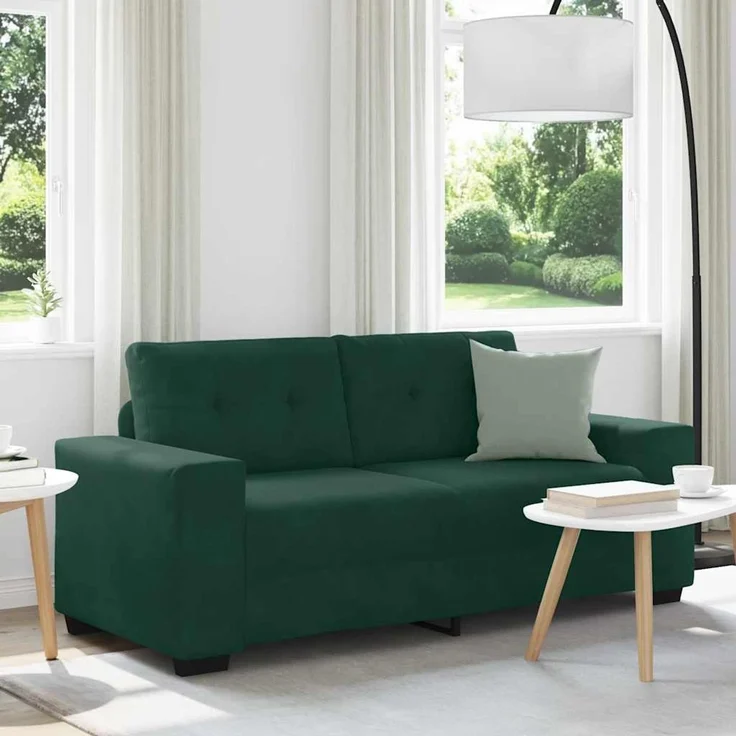 vidaXL Zweisitzer-Sofa Dunkelgrün 180x77x82 cm Samt 4105124 – Bild 1