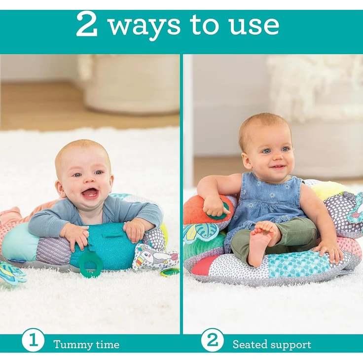 Infantino 2-in-1 Tummy Time & Stützkissen für Babys – als Spielkissen in Bauchlage nutzbar, Kissenunterstützung für Babys ab 0 Monaten, abnehmbares Stützkissen und Spielzeug – Bild 2