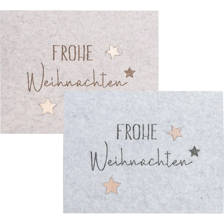 Levandeo® Platzset, 2er Set Platzset Frohe Weihnachten Filz Grau Beige Tischset XMAS – Bild 5