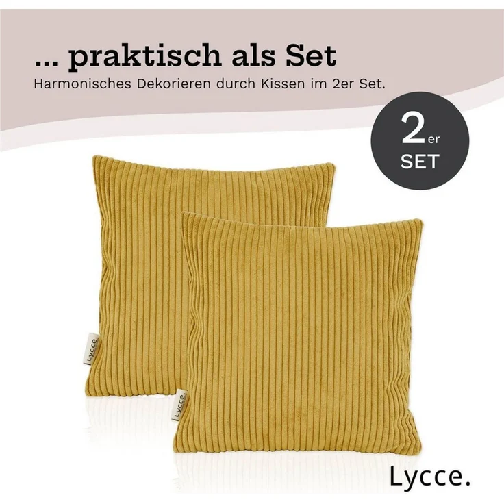 Lycce Dekokissen Kissenbezug 2er Set CORD Stoff (50 x 50 cm) - made in EU – Bild 3