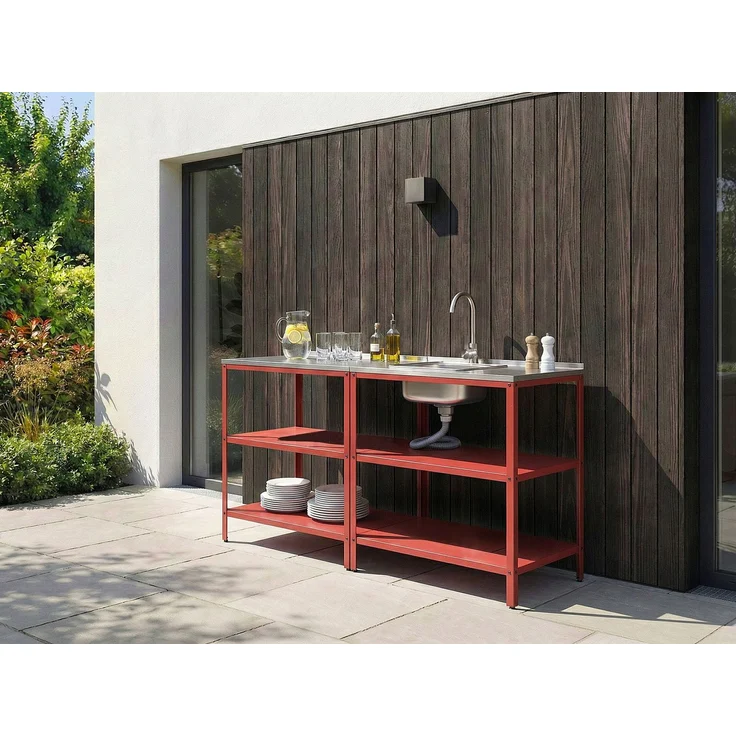 Outdoor-Kücheninsel VILAMA Metall Rot – Bild 3